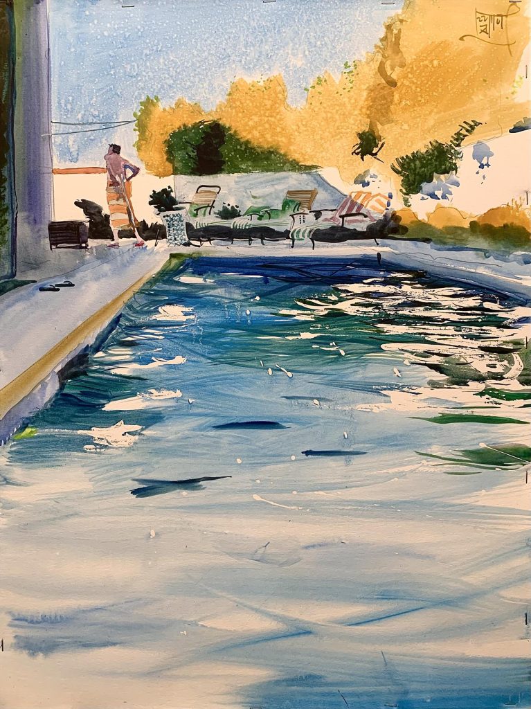 2023 Watercolor Annual Exhibit, Honorable Mention: Gregory Radionov "Pool Scene"