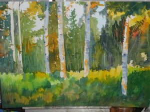 2023 Watercolor Annual Exhibit, Honorable Mention: Sylvia Crosbie "Aspen Grove"